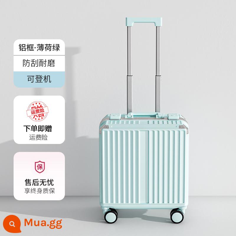 Vali Nhỏ Nữ 18 Inch Nhỏ Nhẹ Máy Bay Có Thể Mang Lên Máy Bay Xe Đẩy Mini Hộp Đựng Mật Khẩu Vali Nam Siêu Nhẹ 20 - Màu xanh bạc hà/Khung nhôm nâng cấp