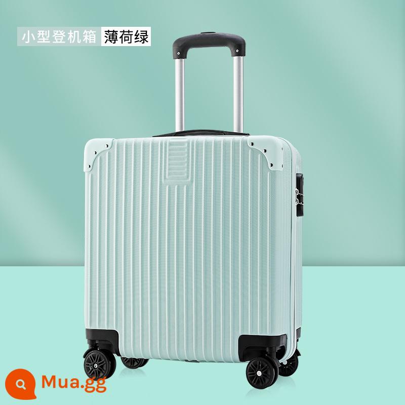 Vali nhỏ nữ 20 vali nam khung nhôm 18 inch nội trú cần sinh viên mini mật khẩu bao da nhẹ - Màu xanh bạc hà (phiên bản góc)