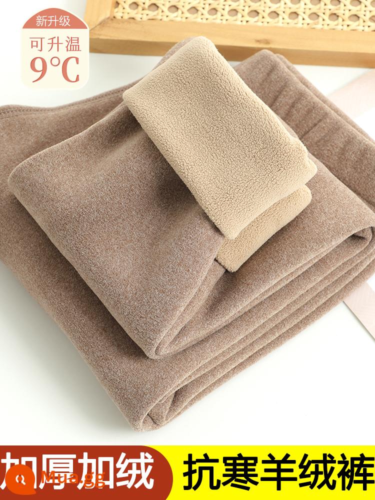 De Velvet No Trace Quần vệ sinh ấm Quần eo cao cho nữ Mặc bên trong dày Plus Cashmere Sherpa Màu tinh khiết Quần bên trong cỡ lớn mùa đông - Màu nâu (loại cashmere dày)