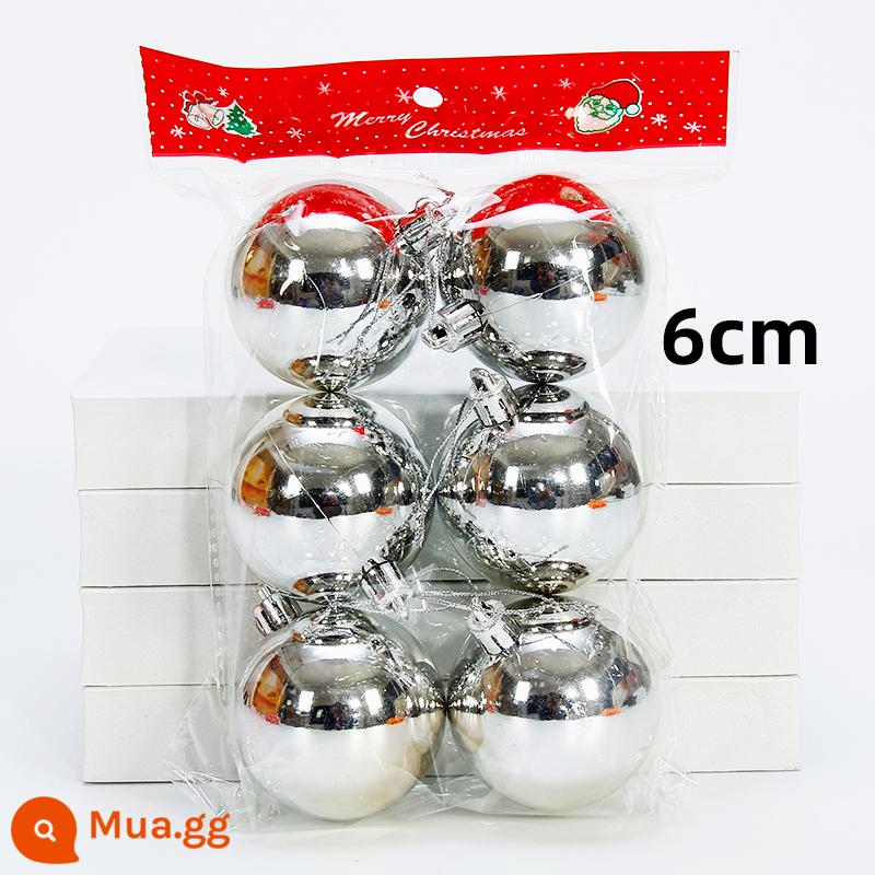 Bóng Giáng sinh rồng hổ, trang trí cây thông Noel, bóng sáng, bóng mạ điện, bóng màu, bóng treo cho trung tâm mua sắm và quán bar, bóng treo trần trang trí. - Quả bóng bạc bóng 6cm (gói 6 quả)