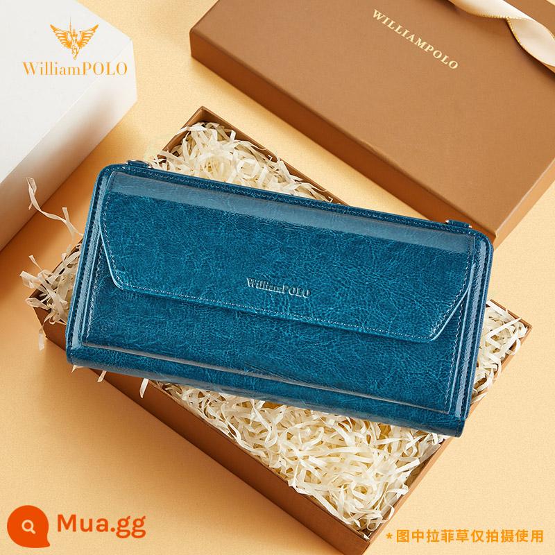 Ví da Emperor Ralph Lauren Polo Leather Clutch Nữ 2022 Phiên bản dài mới Retro Dung lượng lớn Messenger Điện thoại di động - [Ghép cặp với hộp quà túi xách nữ] - Có thể đeo chéo - Liên hệ bộ phận chăm sóc khách hàng để ghi chú khi đặt hàng~