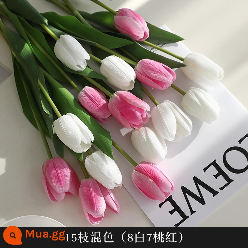 Mô Phỏng Bó Hoa Cảm Thấy Dưỡng Ẩm Tulip Cắm Hoa Cao Cấp Phòng Khách Trang Trí Bánh Cắm Hoa Giả Hoa Khô Màu Hồng - Gừng 15 nhánh trộn màu [Loại D]