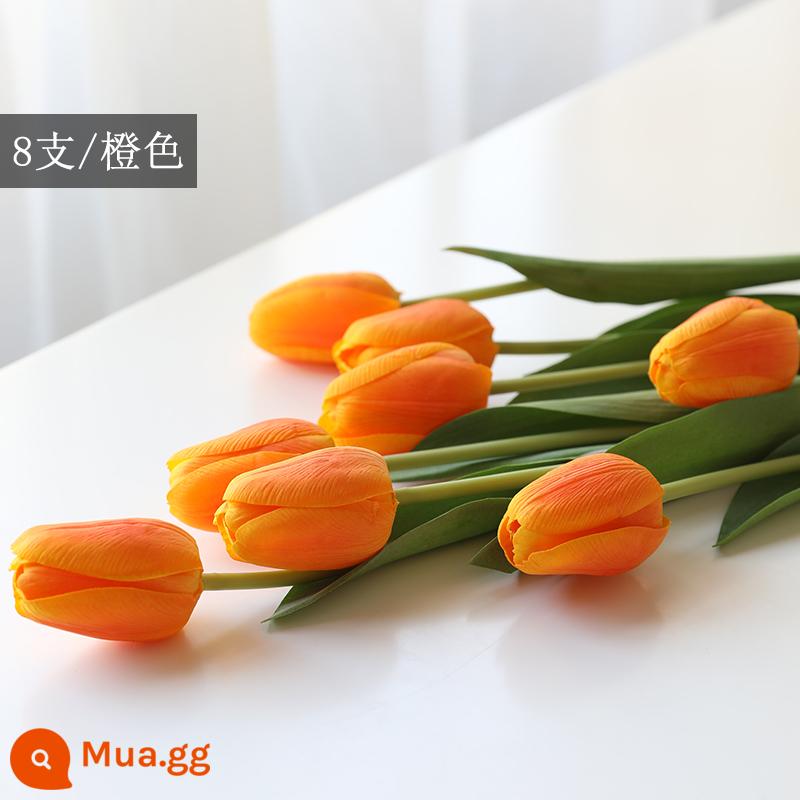 Mô Phỏng Bó Hoa Cảm Thấy Dưỡng Ẩm Tulip Cắm Hoa Cao Cấp Phòng Khách Trang Trí Bánh Cắm Hoa Giả Hoa Khô Màu Hồng - Gói 8 màu cam [ẩm]