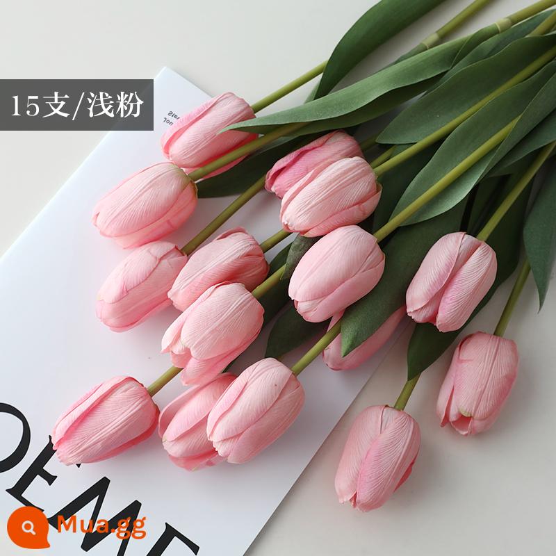 Mô Phỏng Bó Hoa Cảm Thấy Dưỡng Ẩm Tulip Cắm Hoa Cao Cấp Phòng Khách Trang Trí Bánh Cắm Hoa Giả Hoa Khô Màu Hồng - 15 miếng màu hồng nhạt [khuyến nghị bán chạy]