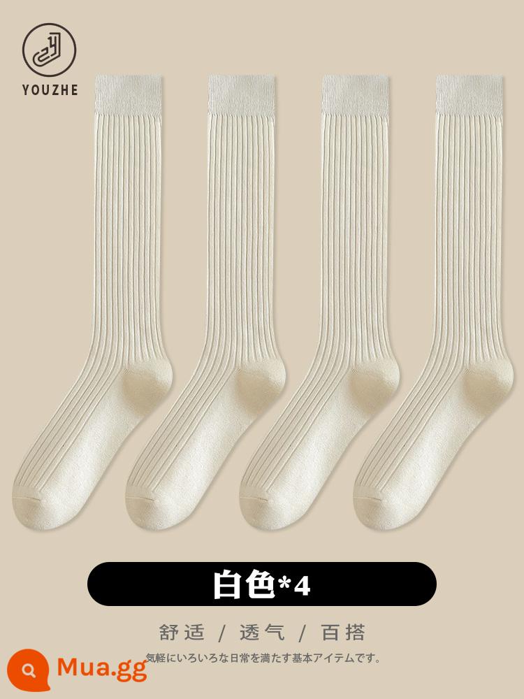 Vớ con bê màu đen Phụ nữ trong mùa đông Cotton JK SOCTS BOOTS VÀ KNEE High Alocks Stress Long Punch Punchs Women Autumn and Winter - Trắng*4