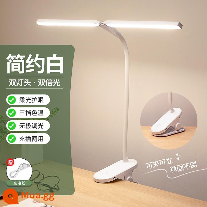 Kẹp để bàn học tập đặc biệt bảo vệ mắt sinh viên đại học ký túc xá LED sạc đầu giường kẹp đọc sách đèn - [Mẫu kẹp trắng Xiaomi hai đầu] 1200 mAh + điều chỉnh độ sáng màu