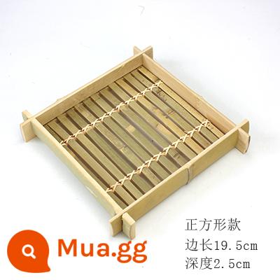 Thủ công giỏ tre đựng trái cây tròn quét rác khách sạn trang trại giải khát khay tre đựng giỏ tre hấp bánh mì giỏ trang trí mẫu giáo - Lồng tre vuông màu sâm panh