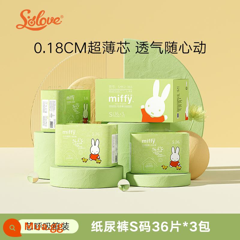 SOLOVE Miffy core thở tã kích thước XXL siêu mỏng mềm mại thoáng khí ngay lập tức tã lót em bé 6 kích cỡ lựa chọn - S