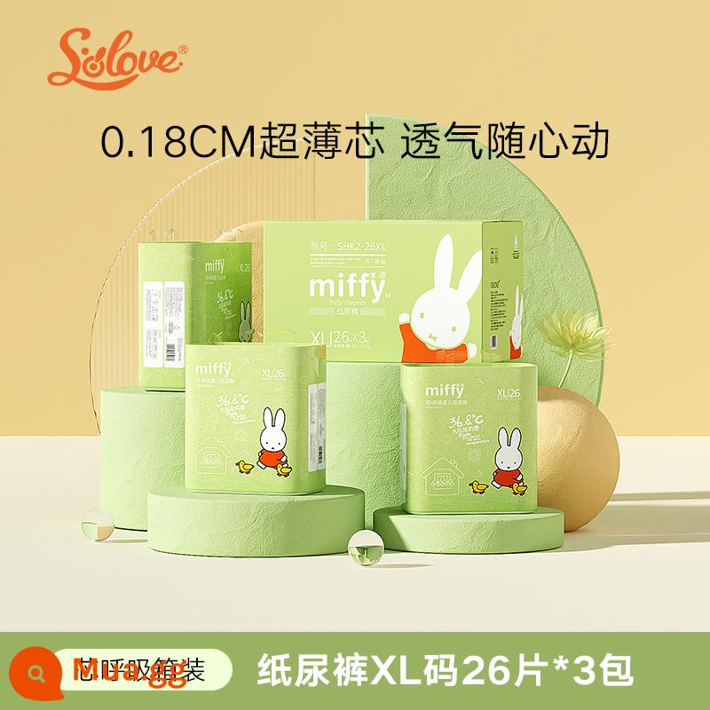 SOLOVE Miffy core thở tã kích thước XXL siêu mỏng mềm mại thoáng khí ngay lập tức tã lót em bé 6 kích cỡ lựa chọn - XL