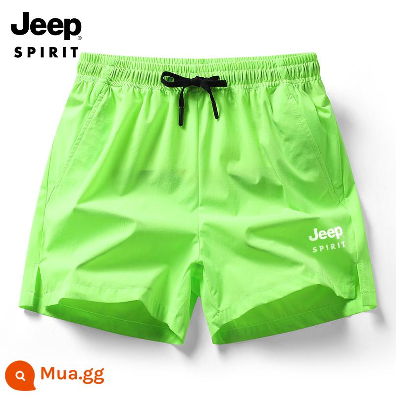 JEEP nam thể thao quần lọt khe nữ băng lụa thun 3 điểm quần nhanh khô quần short tập luyện thể dục - màu xanh huỳnh quang