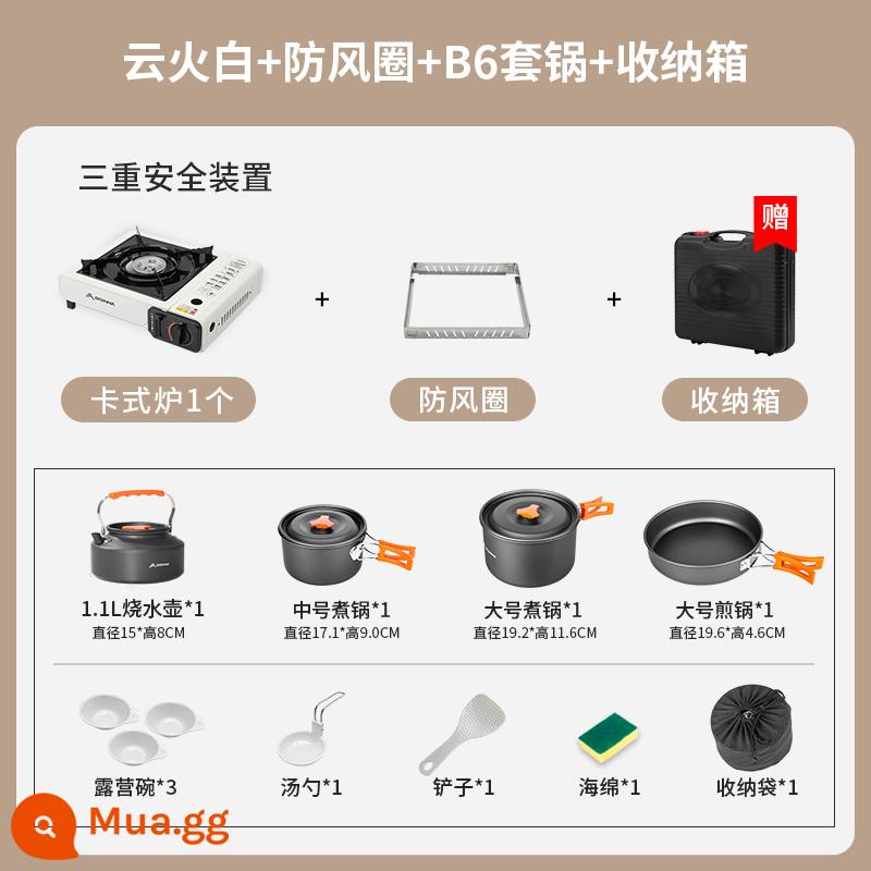 Ngoài Trời Ấm Trà Đặc Biệt Nước Sôi Cắm Trại Bộ Trà Ấm Trà Di Động Trường Cassette Bếp Nồi Bếp - Bộ bếp cassette + ấm đun nước cho 5 người [túi đựng đồ miễn phí]