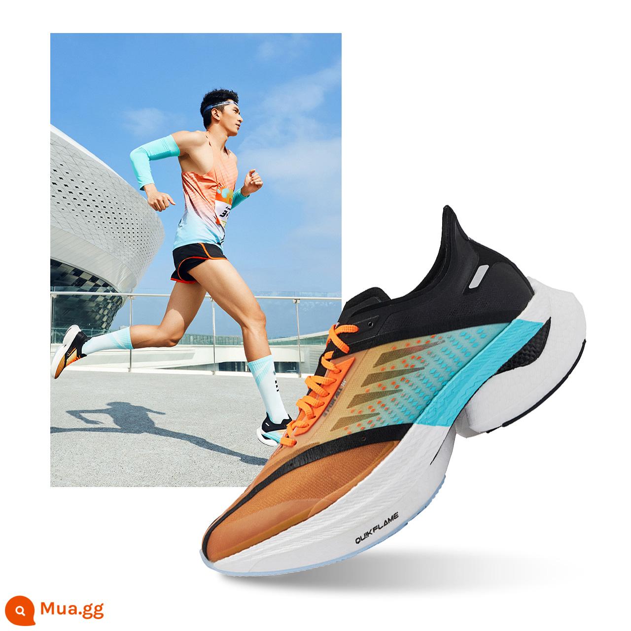 Feishao|Giày chạy bộ đua xe 361pb, giày thể thao chạy đường dài, giày chạy bộ tấm carbon marathon chuyên nghiệp dành cho nam, cùng kiểu dáng cho nam và nữ - [Tốc độ tối đa] Huỳnh quang siêu cam/Đen Obsidian