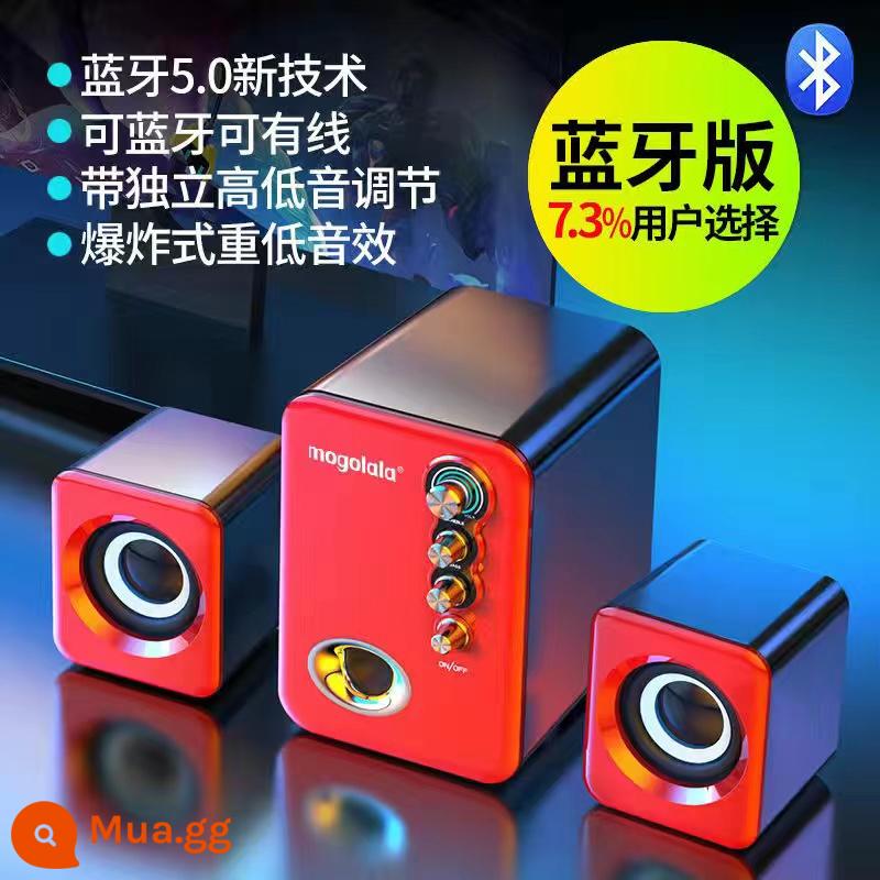 Q8 âm thanh máy tính có dây máy tính để bàn máy tính xách tay điện thoại di động bluetooth mini loa gia đình loa siêu trầm siêu nặng - Đỏ [Phiên bản Bluetooth] Siêu trầm + Có dây + Bluetooth