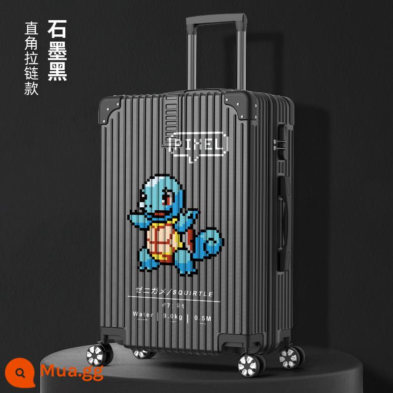 Vali nữ Nhật Bản 20 inch xe đẩy lên máy bay nhỏ 2021 new password bao da nam bền đẹp - Dây kéo màu đen/Pixel Squirtle