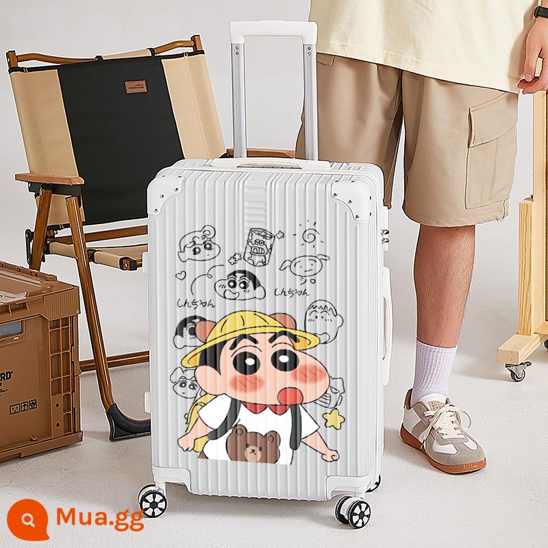 Vali nữ ins hộp da nhỏ 24 mật mã lên máy bay vali kéo trẻ em 20 inch chắc chắn bền đẹp - Màu trắng hình lưỡi liềm/kiểu dây kéo