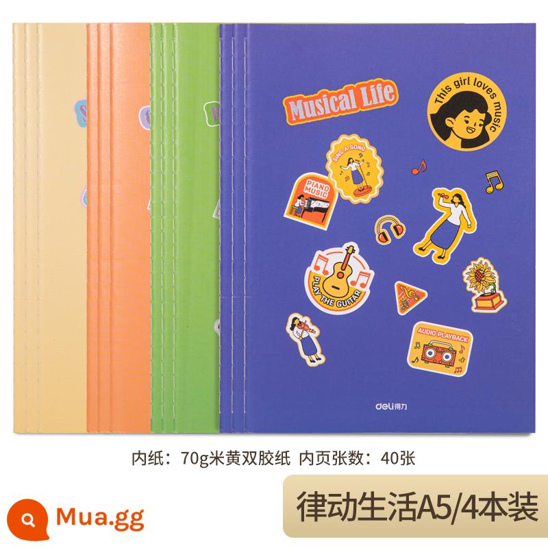 Văn phòng phẩm Deli Máy tính xách tay khâu A5 Máy tính xách tay Notepad Bộ máy tính xách trái tim nữ tính tươi mới có giá trị cao Hiệu sách Phoenix Tân Hoa Trang web chính thức Cửa hàng Flagship - Rhythmic Life A5/40 trang-4 gói (màu sắc và kiểu dáng ngẫu nhiên)