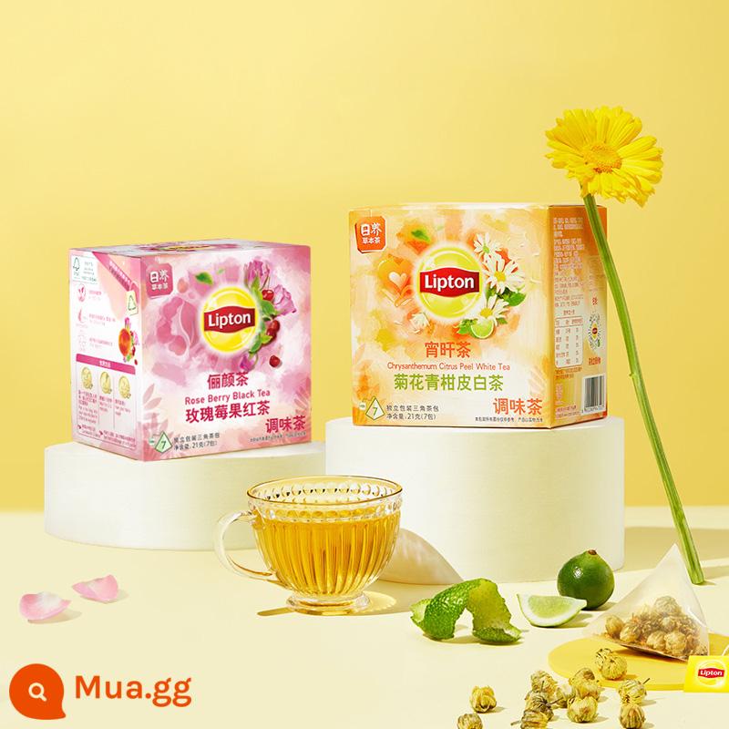 Lipton trà hồng Pingyin mới trà hoa hồng mọng trà hoa quả đông khô hạt gói riêng túi trà tam giác 2 hộp 14 túi - [Thưởng thức sản phẩm mới] Trà trắng vỏ quýt xanh hoa cúc + trà đen hoa hồng