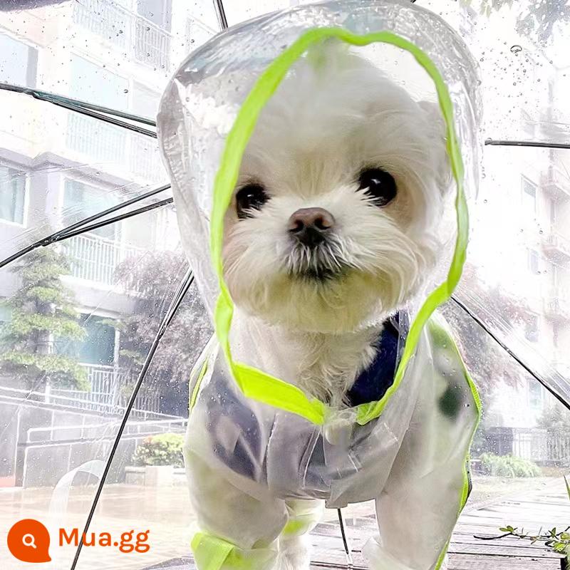 Áo mưa cho chó chà 4 chân chống nước toàn diện cho chó nhỏ Bichon Teddy Pomeranian Schnauzer quần áo mèo cưng - màu vàng huỳnh quang