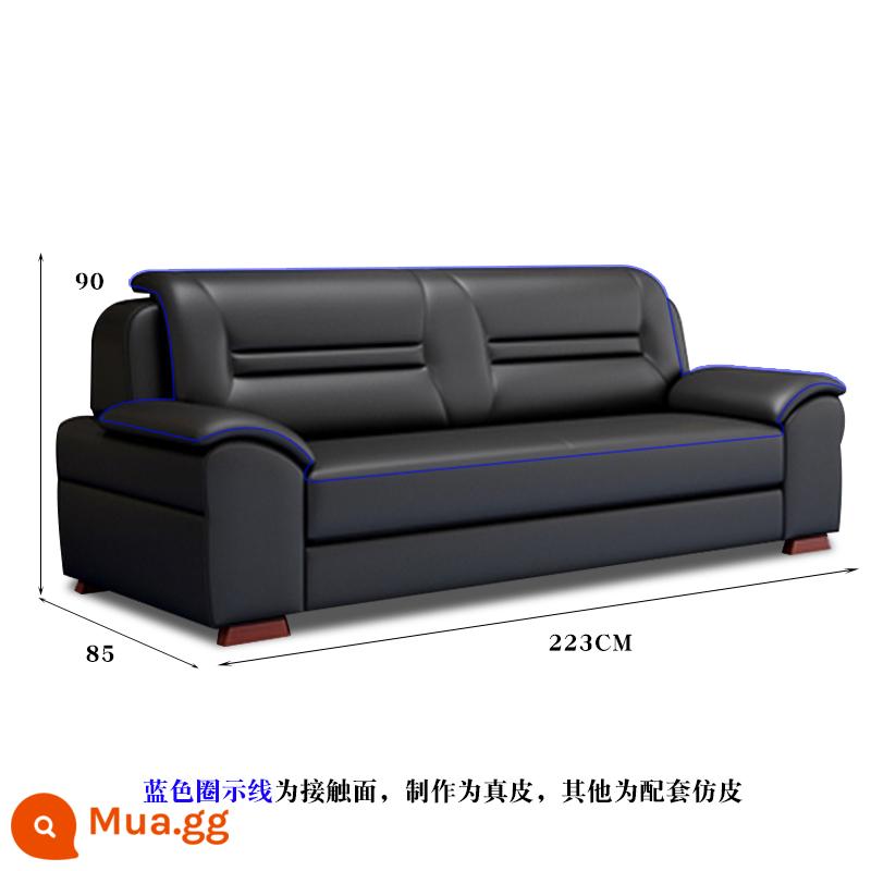 Văn phòng da nghi ngờ hiện đại ba người dùng bàn cà phê phòng tiếp tân phòng ngủ sofa Ăn ghế sofa - Xe 3 chỗ da thật cao cấp - không gỗ gụ, màu đen