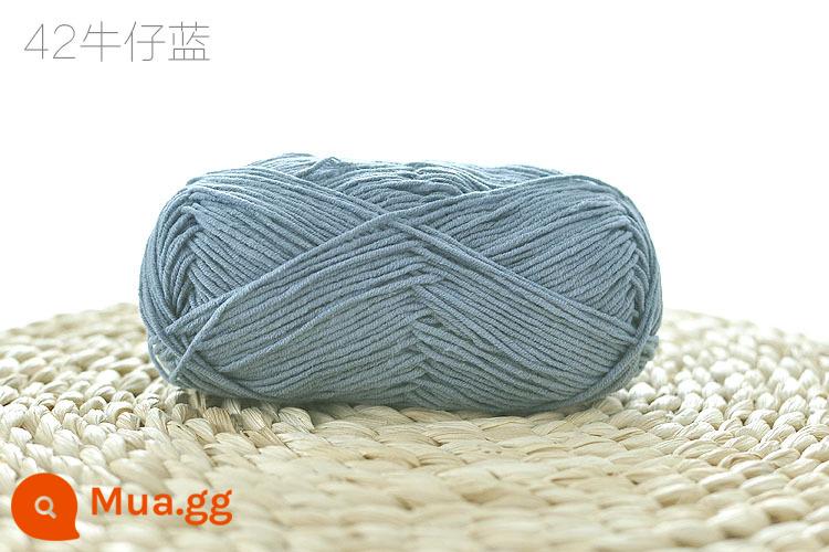 Xue Feier búp bê dễ thương 4 sợi sữa sợi cotton handmade DIY dệt kim móc búp bê sợi cotton bé len bóng bé - 42 denim màu xanh