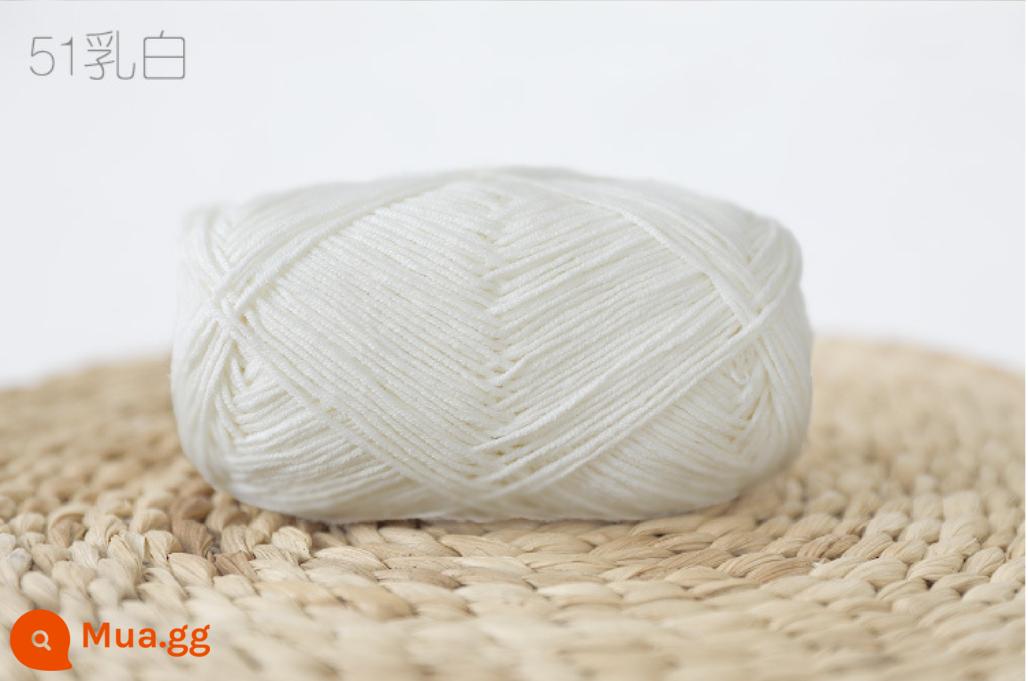 Xue Feier búp bê dễ thương 4 sợi sữa sợi cotton handmade DIY dệt kim móc búp bê sợi cotton bé len bóng bé - 51 màu trắng sữa