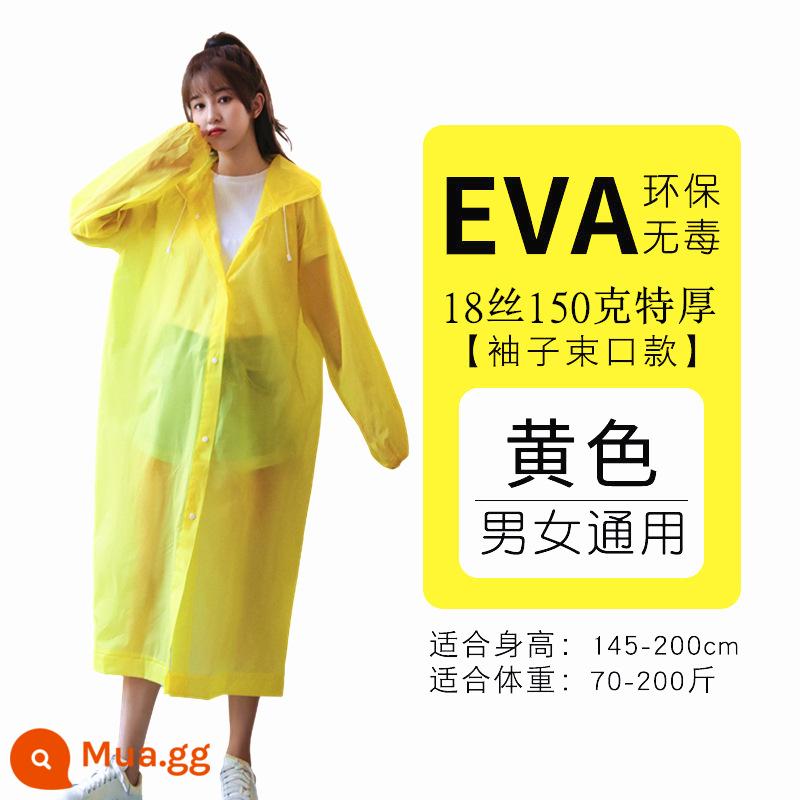 Áo mưa dài phiên bản dành cho người lớn EVA dày trẻ em toàn thân di động toàn thân áo poncho không dùng một lần để đi xe đạp - Thắt lưng người lớn màu vàng [150g 18 lụa mờ cực dày]