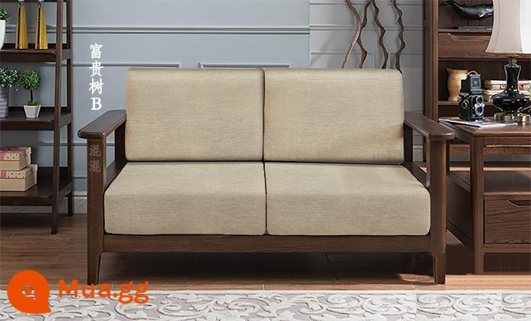 Vỏ ghế sofa bằng gỗ nguyên khối tùy chỉnh, vỏ bọc phổ quát bao gồm tất cả, đệm phổ quát vải lanh Trung Quốc, bọc ghế sofa tùy chỉnh - cây may mắn màu sâm panh