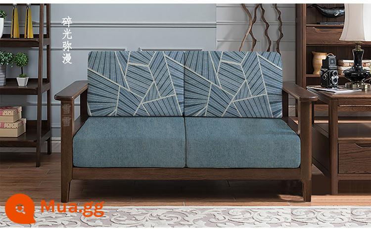 Vỏ ghế sofa bằng gỗ nguyên khối tùy chỉnh, vỏ bọc phổ quát bao gồm tất cả, đệm phổ quát vải lanh Trung Quốc, bọc ghế sofa tùy chỉnh - Ánh sáng vỡ màu xanh nhạt khuếch tán