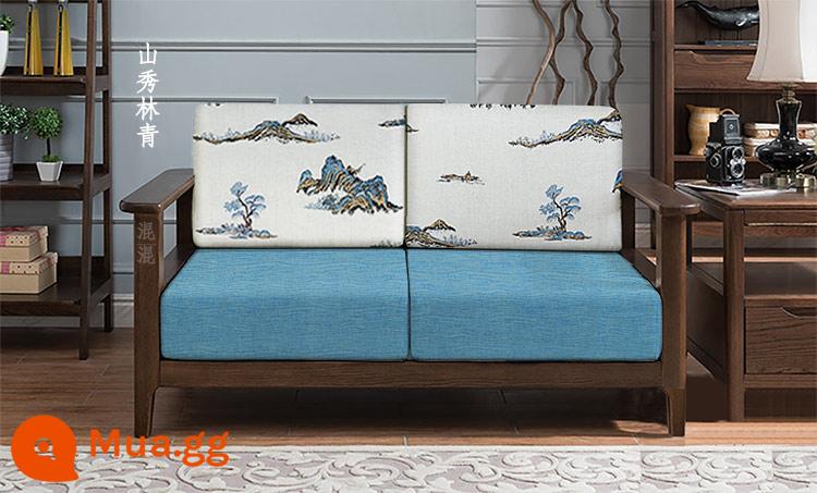 Vỏ ghế sofa bằng gỗ nguyên khối tùy chỉnh, vỏ bọc phổ quát bao gồm tất cả, đệm phổ quát vải lanh Trung Quốc, bọc ghế sofa tùy chỉnh - chương trình núi xanh Linqing