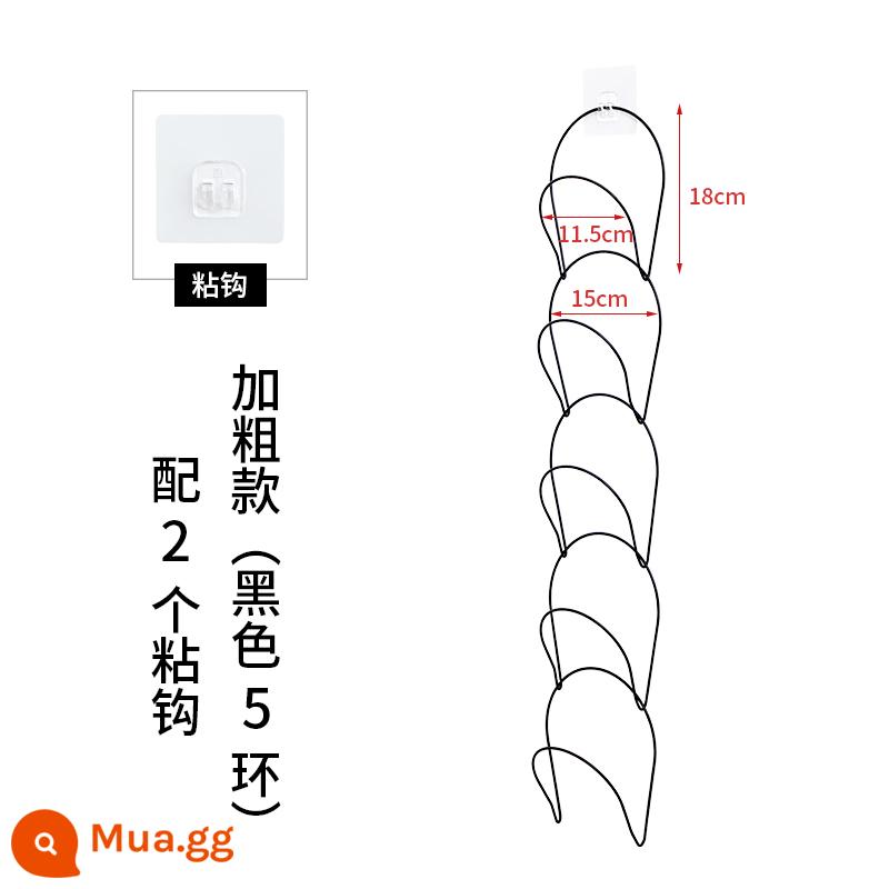 Treo mũ lưu trữ hoàn thiện hiện vật treo tường ký túc xá cửa tủ quần áo phía sau móc áo sáng tạo giá treo túi nhiều lớp - Dày 5 vòng màu đen (có 2 móc dính)