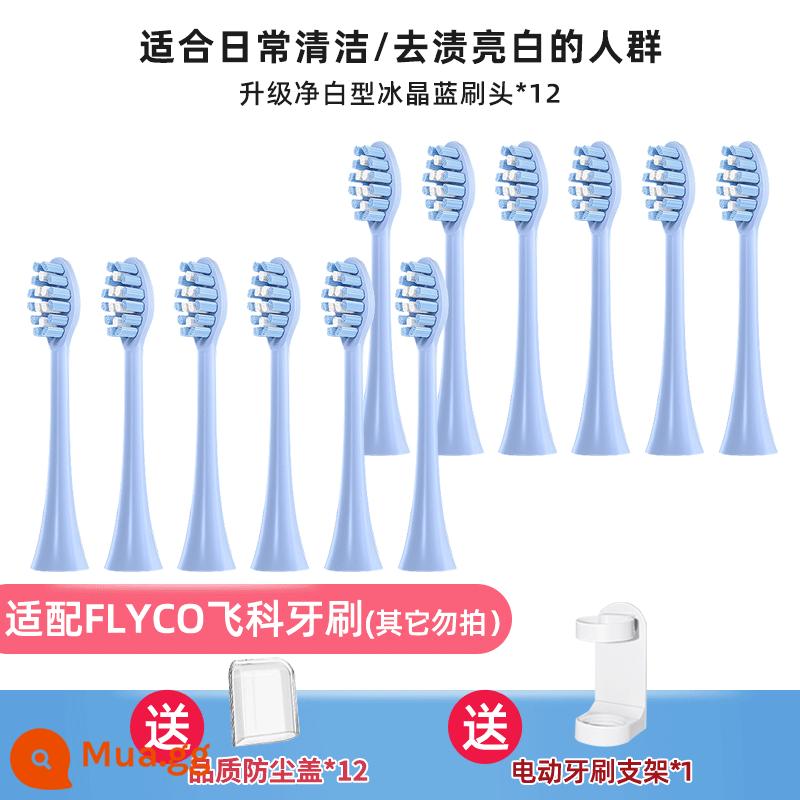 TEETIPS thích ứng với đầu bàn chải đánh răng điện Flyco TH01/FT7105/7108/7205 thay thế đa năng - Đã nâng cấp Pure White Ice Crystal Blue 12 gói