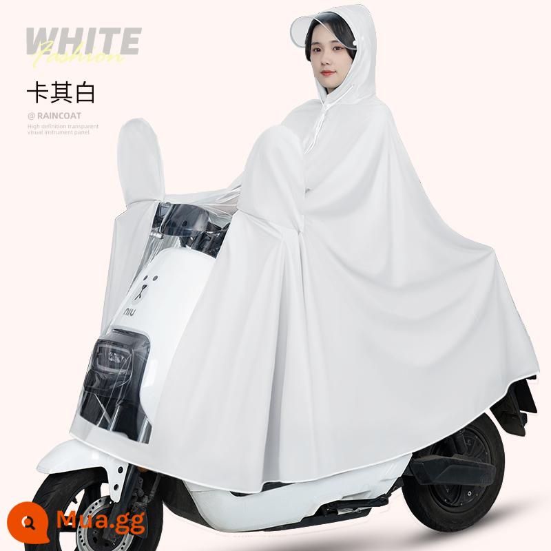 Áo mưa xe điện ắc quy ô tô nữ xe máy mới đặc biệt thân dài áo mưa chống bão poncho - Có tráng gương-kaki màu trắng