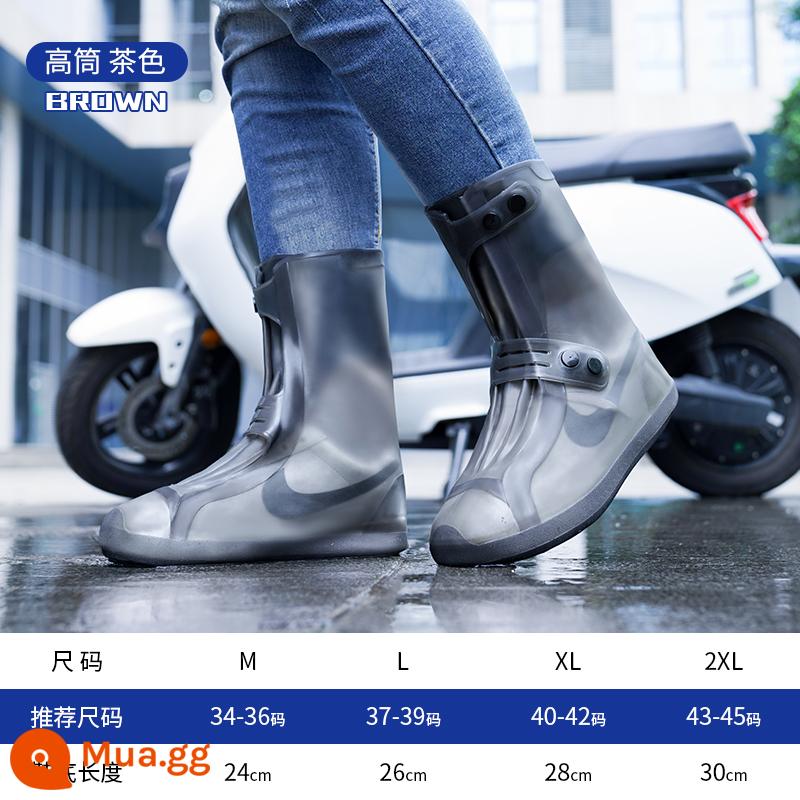 Giày mưa nam -shoe Giày mưa Giày không thấm nước chống lại giày dày - Thân cao màu nâu [có 2 bên ngực và đáy dày]