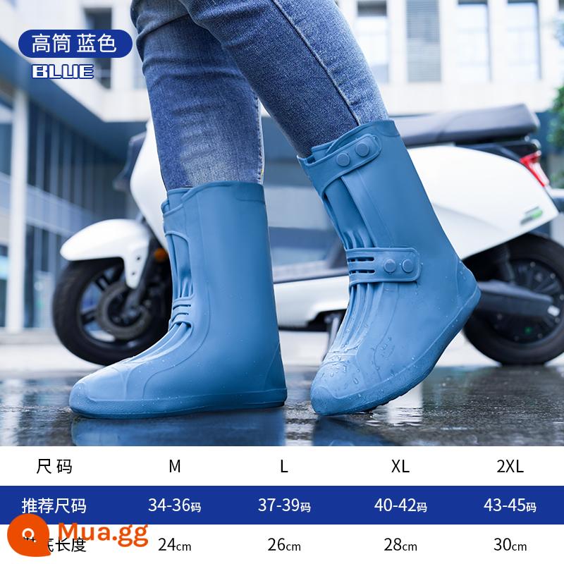 Giày mưa nam -shoe Giày mưa Giày không thấm nước chống lại giày dày - Cao màu xanh lam [đôi ngực và đáy dày]