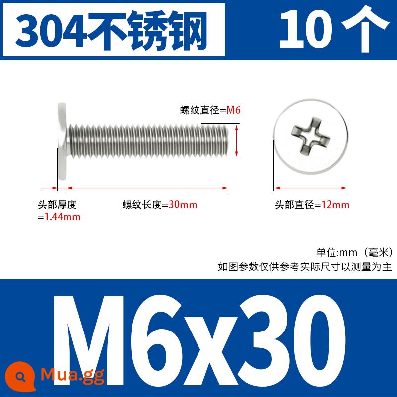 Vít đầu phẳng bằng thép không gỉ 304 CM đầu phẳng lớn vít đầu mỏng vít máy tính M2M3M4M5M6 - M6*30[10 miếng]