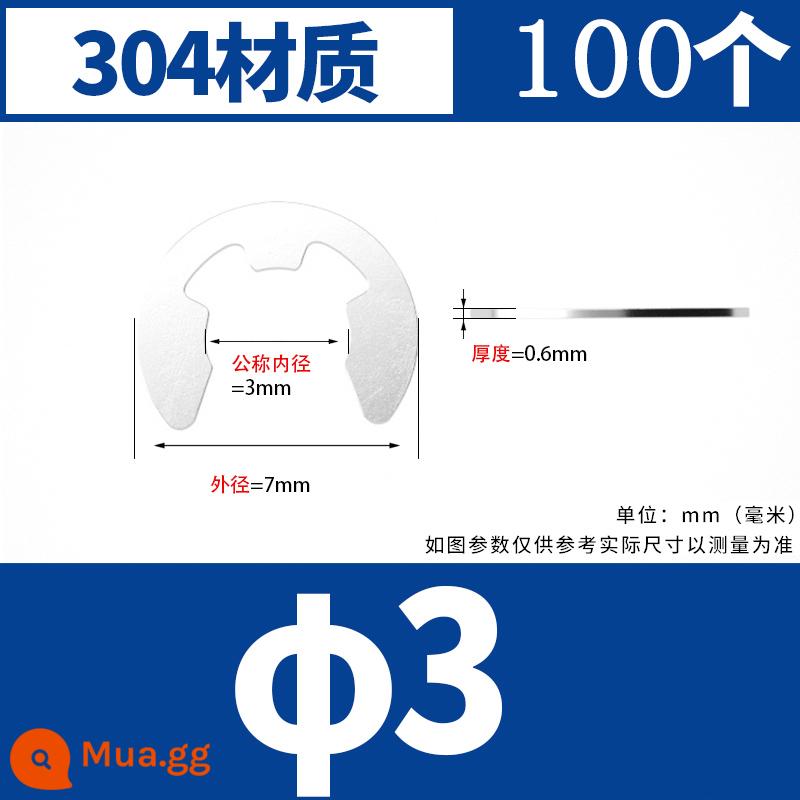 vòng tròn loại e vòng tròn Khóa loại C khóa mở bằng thép không gỉ 304 M1.2M2.5M3M4M5M6M8M10M15 - Φ3 [100 miếng] chất liệu 304