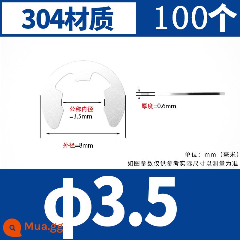 vòng tròn loại e vòng tròn Khóa loại C khóa mở bằng thép không gỉ 304 M1.2M2.5M3M4M5M6M8M10M15 - Φ3,5 [100 miếng] chất liệu 304