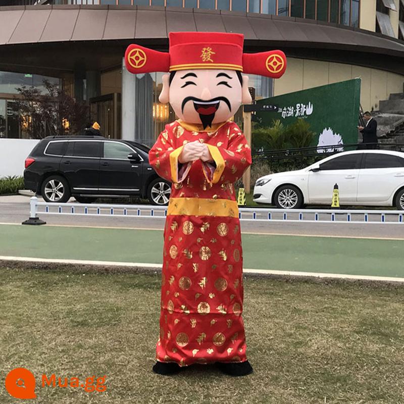 Thỏ hoạt hình Doll Fortune God Thỏ Hội nghị thường niên Thỏ tư nhân Thỏ năm mới Grand Mascum Performance Doll Búp bê Máy chủ Puppet - [Pháp Tử Thần Tài] Đỏ