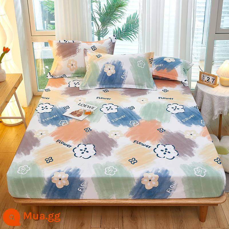 Túi trải giường bằng cotton dày dặn, ga trải giường bằng vải cotton một mảnh, nệm 1,8m, túi trải giường chống trượt 1,5 bộ ga trải giường trọn gói, bộ 3 món - Fuffel