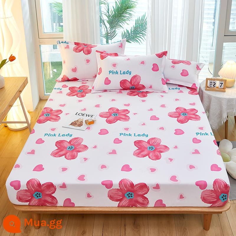 Túi trải giường bằng cotton dày dặn, ga trải giường bằng vải cotton một mảnh, nệm 1,8m, túi trải giường chống trượt 1,5 bộ ga trải giường trọn gói, bộ 3 món - Những người yêu múa hoa sen màu sắc