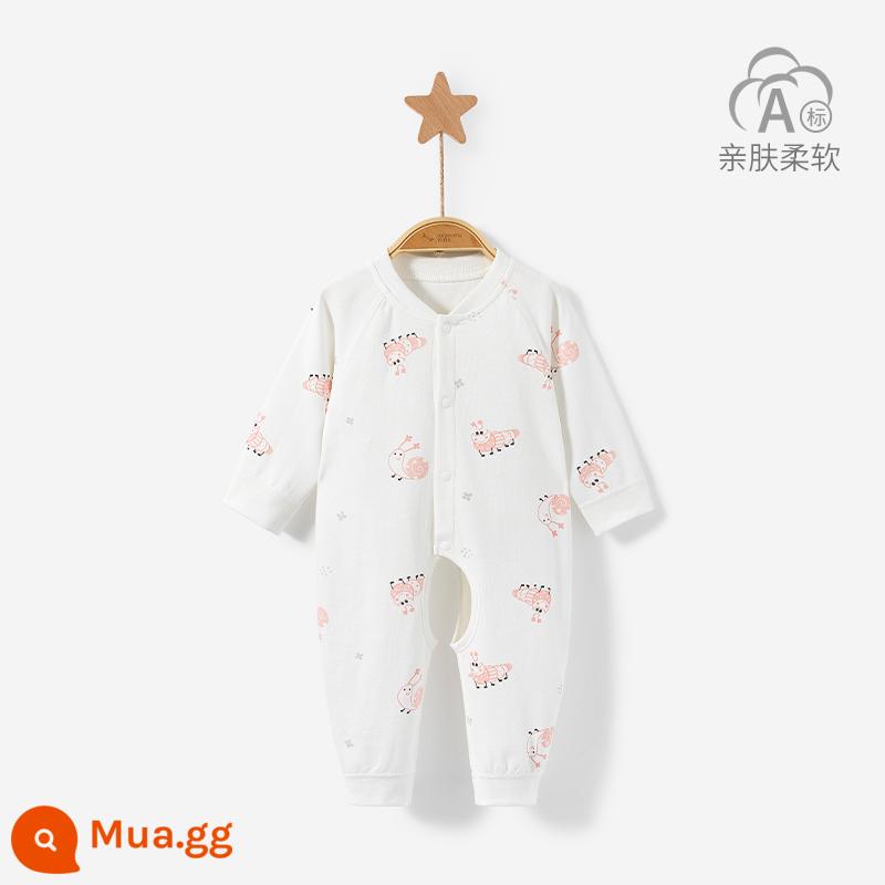 Áo liền quần cho bé mùa xuân, mùa thu đông sơ sinh đáy cotton nguyên chất ấm Bộ đồ ngủ nam nữ mở tập tin áo liền quần phù hợp với quần áo trẻ em - 3LT001 (ốc hồng)