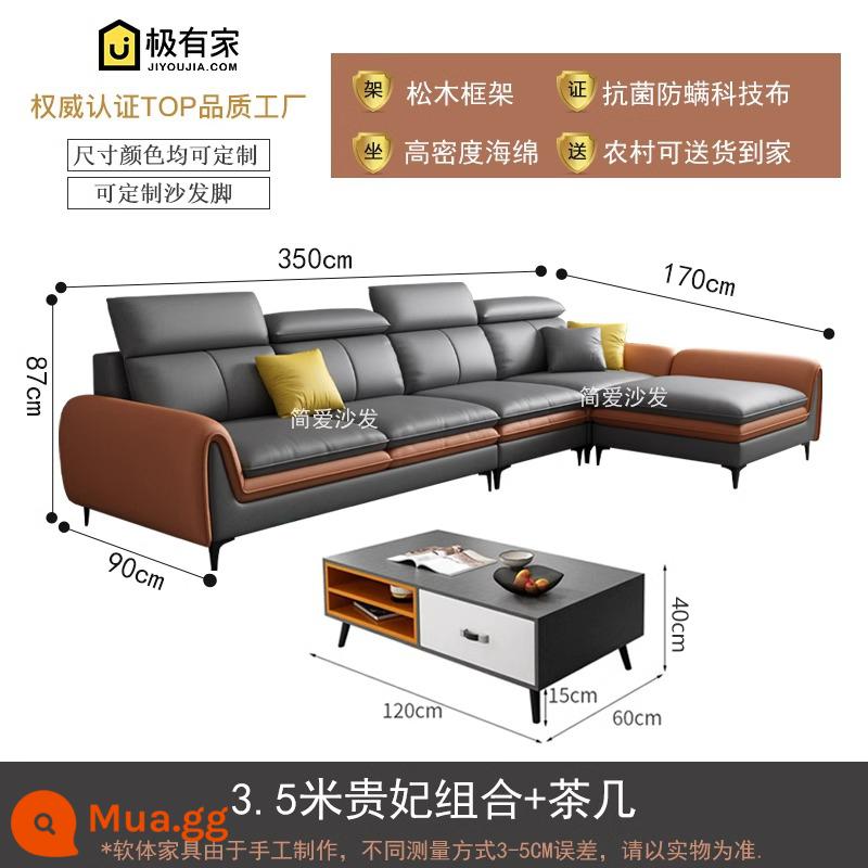 Rửa nano -Tech vải sofa sofa ánh sáng nordic sang trọng phòng khách hiện đại tối giản căn hộ nhỏ - Tổ hợp phi tần 3,5m + bàn cà phê