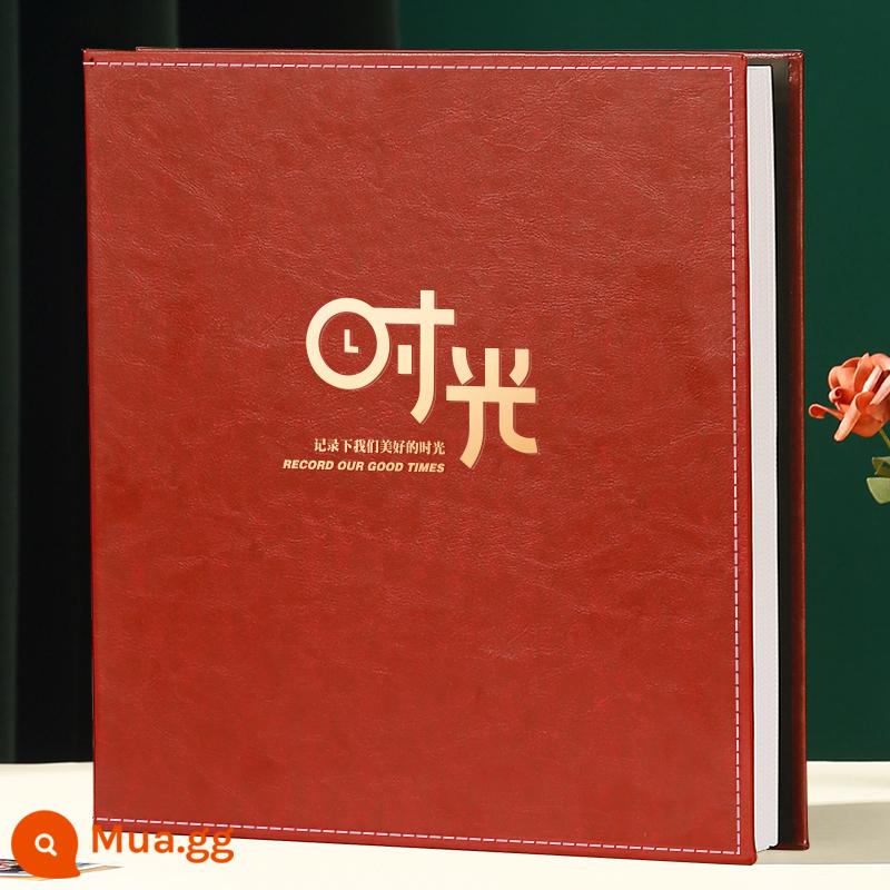 6 inch 1000 mảnh sách ảnh cặp đôi dung lượng lớn album ảnh gia đình album xen kẽ ảnh bìa da 5 inch - Da đỏ thời gian