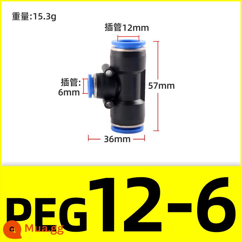 Đầu nối nhanh bằng khí nén PU thẳng qua PG PEG PW đường kính thay đổi PE PY ba chiều xả hơi cắm nhanh 4 6 8 10-8mm - PEG12-6