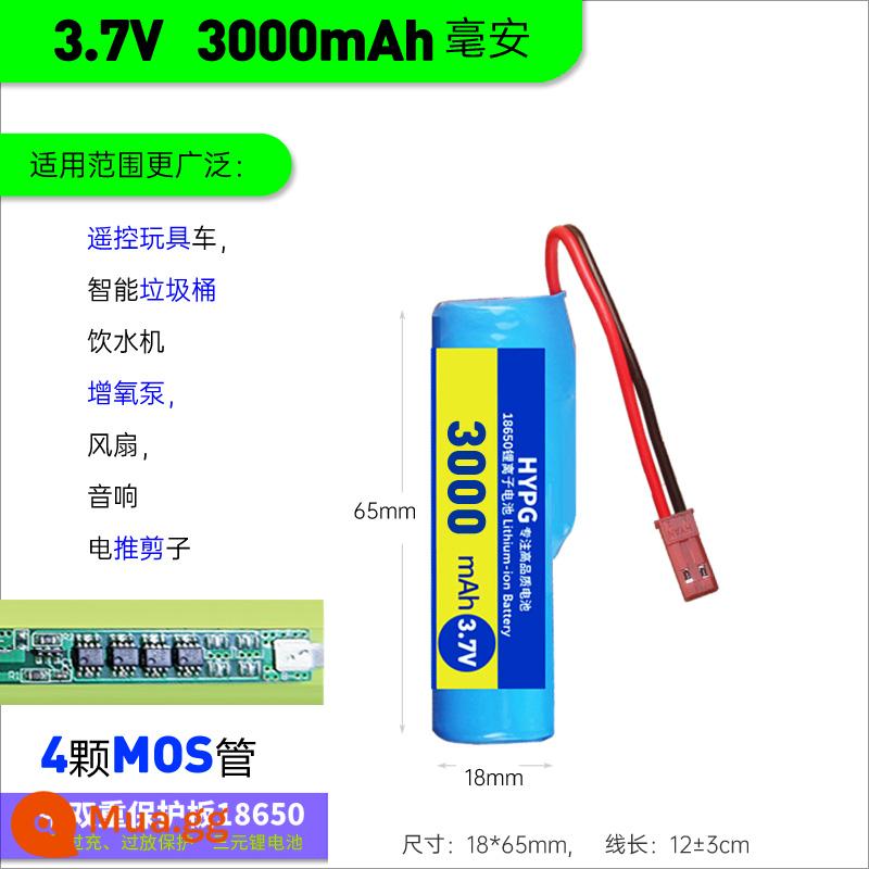 18650 Pin Lithium DIY Phụ Kiện Lắp Ráp 3.7V Với Đôi Ban Bảo Vệ Tích Hợp Âm Thanh Có Dây Oxy Bơm Pin - 3.7v[3000mAh]Đầu JST đen đỏ Chuỗi A