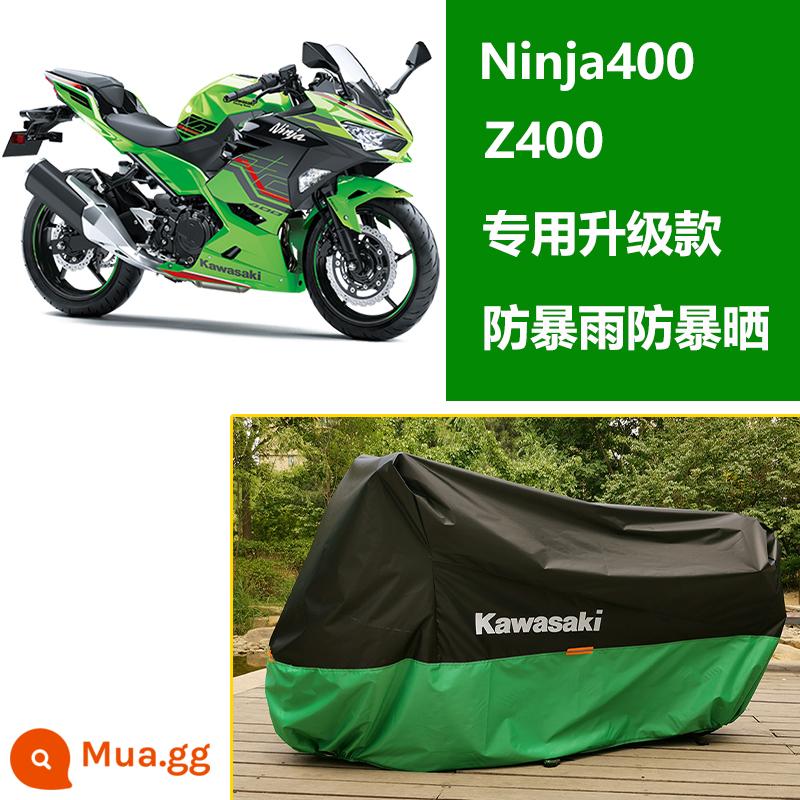 Bạt phủ xe máy kawasaki trùm xe ninja 6 mắt 6NH2Z400Z1000S10R Ninja chống nắng chống bão - Mẫu nâng cấp xanh đen Ninja400/Z400