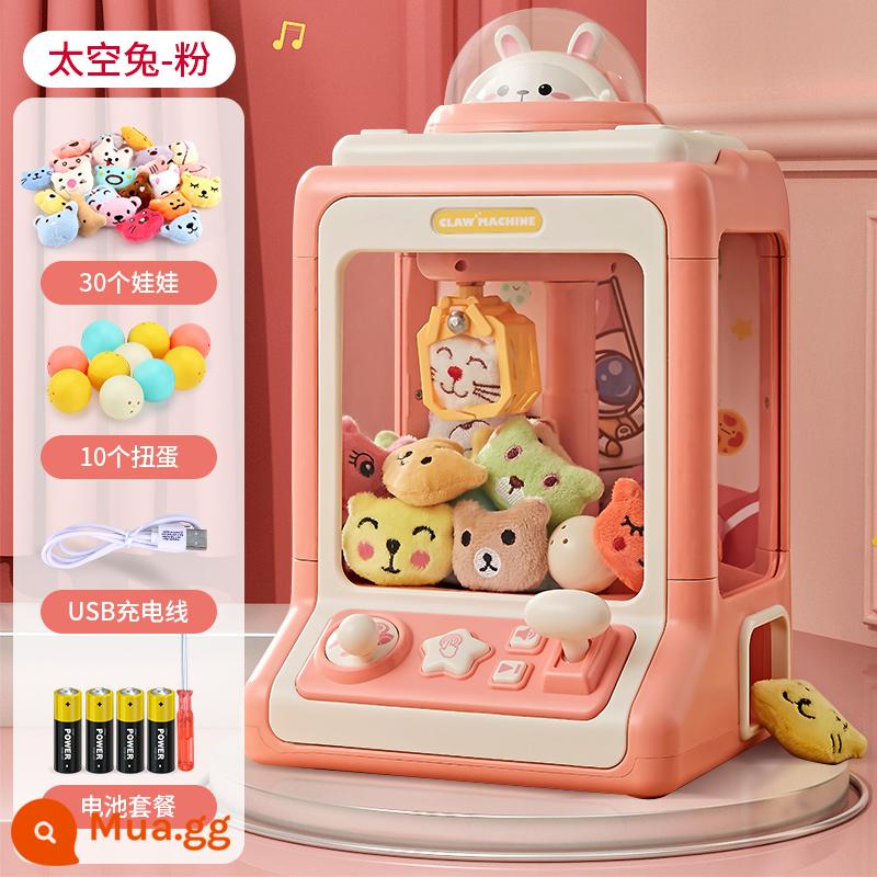 2023 Mới Kẹp Vuốt Máy Lớn Đồ Chơi Trẻ Em Kẹp Búp Bê Gashapon Máy Bé Gái Nam Mini Quà Tặng Sinh Nhật - Phiên bản Space Rabbit [Năm con thỏ-Hồng] (30+ 10 Gacha + cáp USB)