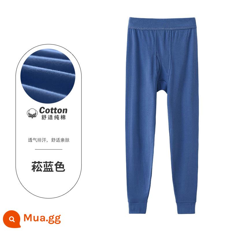 Quần vệ sinh nam mặc bên trong bằng cotton nguyên chất học sinh trung học cơ sở và trung học phổ thông mùa thu đông mỏng mỏng thanh niên quần giữ nhiệt bên trong đáy quần vệ sinh - [Màu trơn cổ điển] Woad Blue