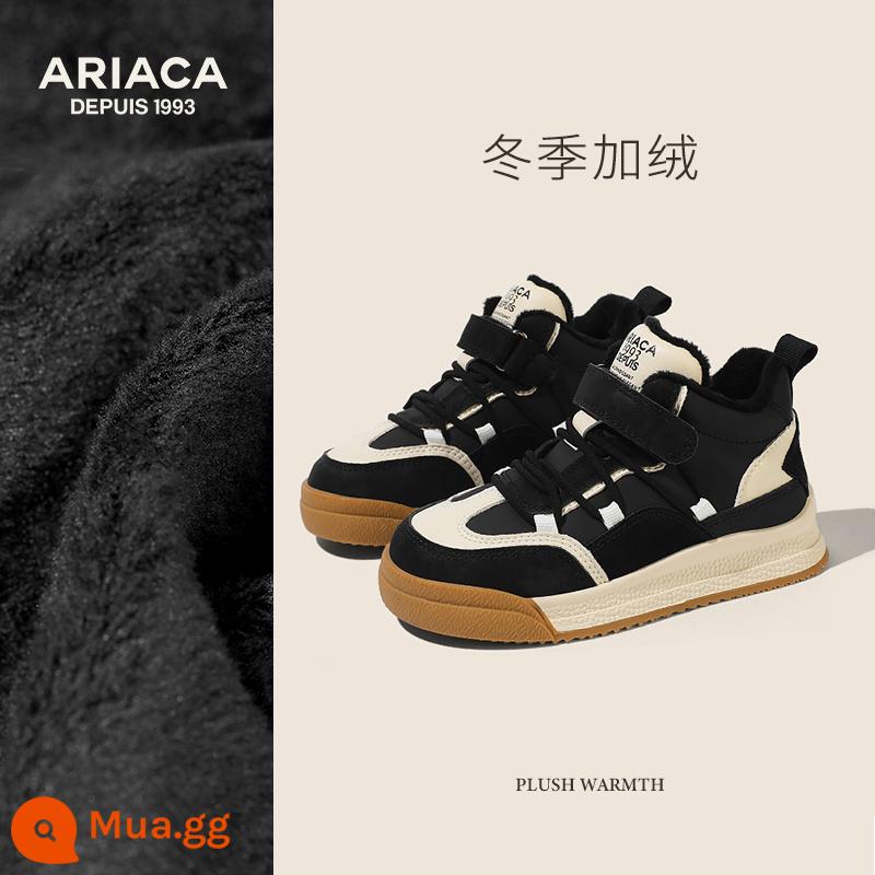 Giày Trẻ Em ARIACA 2022 Mới Thu Đông Hai Giày Sneaker Ống Cao Cho Bé Trai Bằng Cotton Plus Giày Vải Nhung Cho Bé Gái - đen