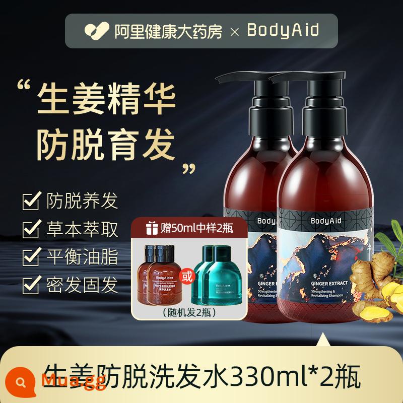 Bodyaid bồ kết lá gừng dầu gội chống rụng tăng tóc chắc tóc mọc chắc chân kiểm soát dầu gội mềm mượt - Dầu gội chống rụng tóc gừng 330ml*2 chai